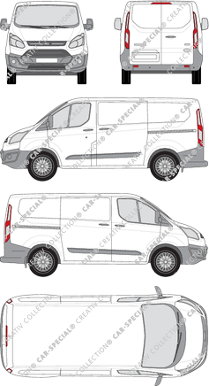 Ford Transit Custom, van/transporter, L1, Rear Wing Doors, 2 Sliding Doors (2012)