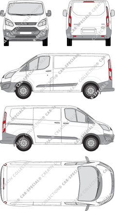 Ford Transit Custom, van/transporter, L1, Rear Flap, 1 Sliding Door (2012)
