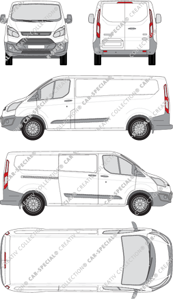 Ford Transit Custom, furgone, L2, Rear Wing Doors, 1 Sliding Door (2012)