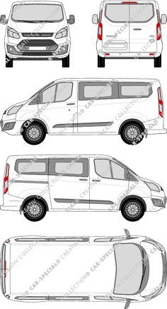 Ford Tourneo Custom, microbús, L1, Rear Wing Doors, 1 Sliding Door (2012)