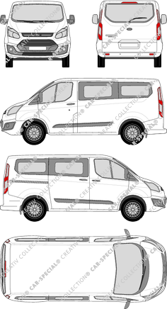 Ford Tourneo Custom, minibus, L1, Rear Flap, 1 Sliding Door (2012)
