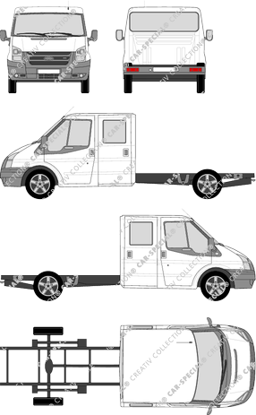Ford Transit, Chasis para superestructuras, paso de rueda largo, cabina doble (2006)