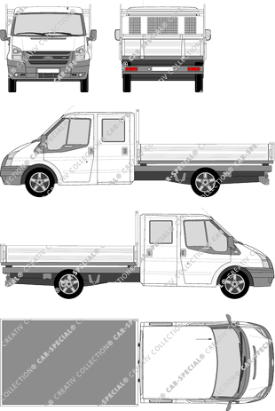 Ford Transit, catre, langer Radstand mit RahmenverlÃ¤ngerung, cabina doble (2006)