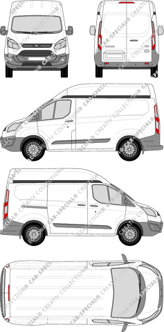Ford Transit Custom, van/transporter, L1H2, Rear Wing Doors, 1 Sliding Door (2012)