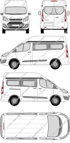 Ford Tourneo Custom, minibus, L1H2, Rear Wing Doors, 1 Sliding Door (2012)