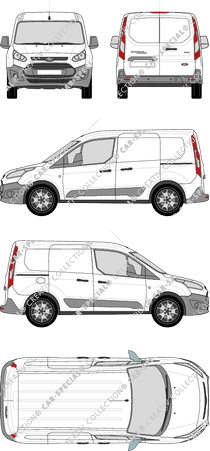 Ford Transit Connect, furgón, L1, Rear Wing Doors, 2 Sliding Doors (2013)