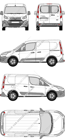 Ford Transit Connect, van/transporter, L1, rear window, Rear Wing Doors, 2 Sliding Doors (2013)