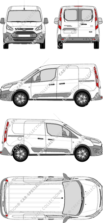 Ford Transit Connect, furgone, L1, vitre arrière, Rear Wing Doors, 2 Sliding Doors (2013)