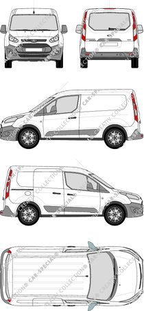 Ford Transit Connect, van/transporter, L1, rear window, Rear Flap, 1 Sliding Door (2013)