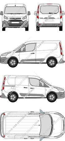 Ford Transit Connect, furgón, L1, ventana de parte trasera, Rear Flap, 1 Sliding Door (2013)