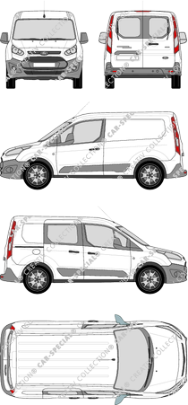 Ford Transit Connect, furgón, L1, Heck verglast, rechts teilverglast, Rear Wing Doors, 1 Sliding Door (2013)