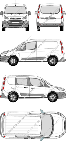 Ford Transit Connect, van/transporter, L1, Heck verglast, rechts teilverglast, Rear Flap, 1 Sliding Door (2013)