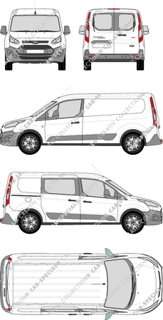 Ford Transit Connect, Kastenwagen, L2, Heck verglast, rechts teilverglast, Rear Wing Doors, 1 Sliding Door (2013)