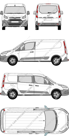 Ford Transit Connect, Kastenwagen, L2, Heck verglast, rechts teilverglast, Rear Flap, 1 Sliding Door (2013)