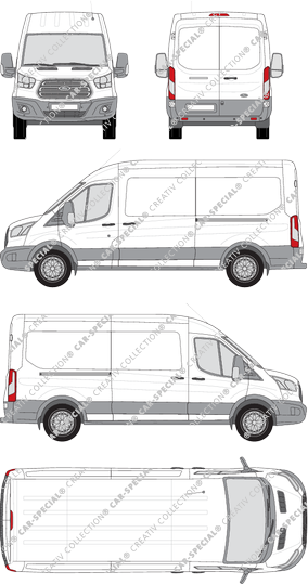 Ford Transit, furgone, L3H2, Rear Wing Doors, 2 Sliding Doors (2014)
