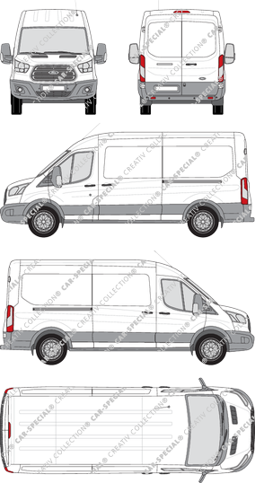 Ford Transit, Kastenwagen, L3H2, Rear Wing Doors, 2 Sliding Doors (2014)