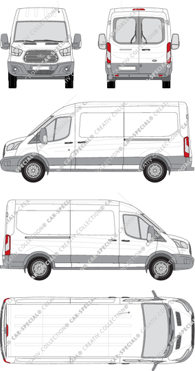 Ford Transit, van/transporter, L3H2, rear window, Rear Wing Doors, 2 Sliding Doors (2014)