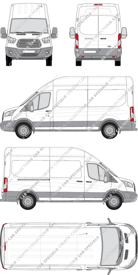 Ford Transit, van/transporter, L3H3, Rear Wing Doors, 1 Sliding Door (2014)