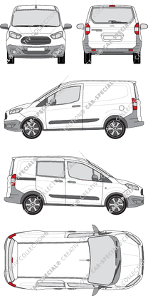 Ford Transit Courier, furgone, Heck verglast, rechts teilverglast, Rear Flap, 1 Sliding Door (2014)