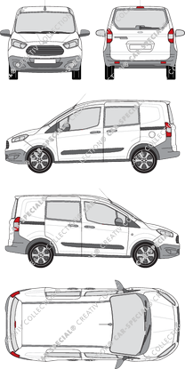 Ford Transit Courier, van/transporter, rear window, double cab, Rear Flap, 2 Sliding Doors (2014)