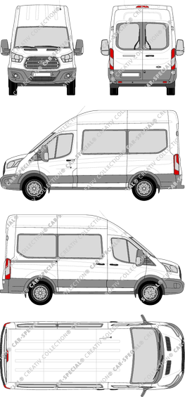 Ford Transit, microbús, L2H3, Rear Wing Doors, 1 Sliding Door (2014)