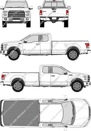 Ford F-150 8' Box, 8' Box, Pick-up, cabina individual, ampliada (2015)
