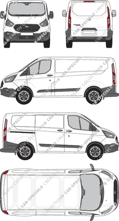Ford Transit Custom, fourgon, L1H1, Rear Flap, 1 Sliding Door (2018)