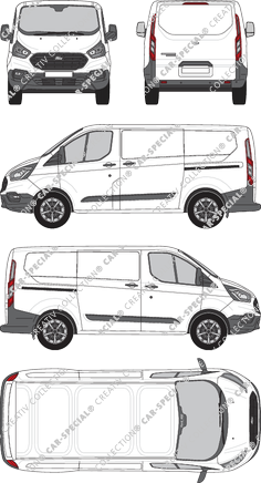 Ford Transit Custom, furgón, L1H1, Rear Flap, 2 Sliding Doors (2018)