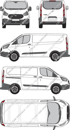 Ford Transit Custom, furgone, L1H1, vitre arrière, Rear Flap, 1 Sliding Door (2018)