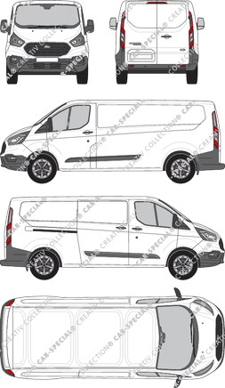 Ford Transit Custom, Kastenwagen, L2H1, Rear Wing Doors, 1 Sliding Door (2018)