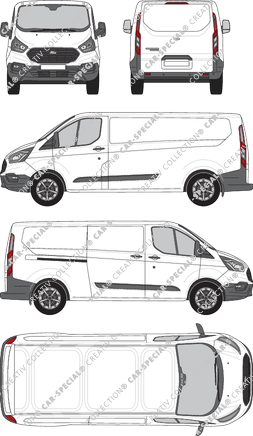 Ford Transit Custom, fourgon, L2H1, Rear Flap, 1 Sliding Door (2018)