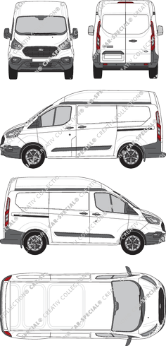 Ford Transit Custom, van/transporter, L1H2, Rear Wing Doors, 2 Sliding Doors (2018)