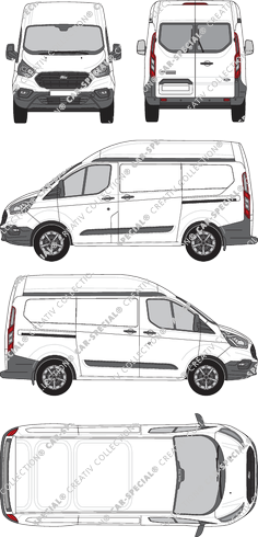 Ford Transit Custom, van/transporter, L1H2, rear window, Rear Wing Doors, 2 Sliding Doors (2018)
