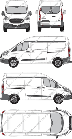 Ford Transit Custom, Kastenwagen, L2H2, Heck verglast, Rear Wing Doors, 2 Sliding Doors (2018)