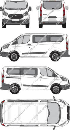 Ford Transit Custom, minibus, L1H1, Rear Flap, 1 Sliding Door (2018)
