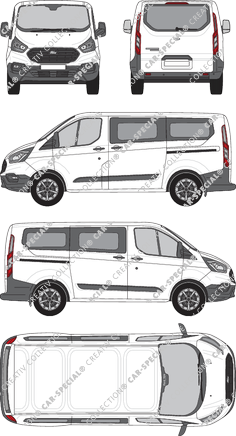 Ford Transit Custom, microbús, L1H1, Rear Flap, 2 Sliding Doors (2018)