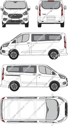 Ford Tourneo Custom, minibus, L1H1, Rear Flap, 1 Sliding Door (2018)