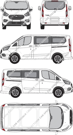 Ford Tourneo Custom, camionnette, L1H1, Rear Flap, 2 Sliding Doors (2018)