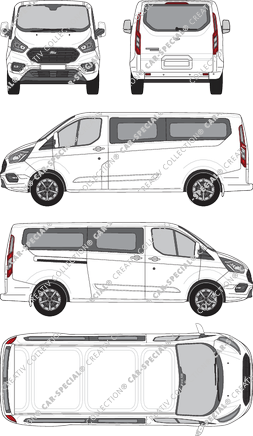 Ford Tourneo Custom, Kleinbus, L2H1, Rear Flap, 1 Sliding Door (2018)