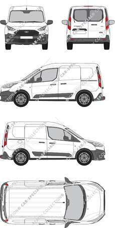 Ford Transit Connect, van/transporter, L1, rear window, Rear Wing Doors, 2 Sliding Doors (2018)