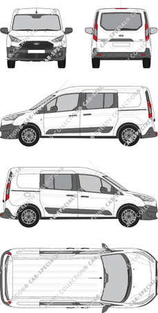 Ford Transit Connect, van/transporter, L2, rear window, double cab, Rear Flap, 2 Sliding Doors (2018)