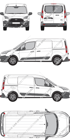 Ford Transit Connect, fourgon, L2, Heck verglast, Rear Wing Doors, 2 Sliding Doors (2018)