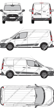Ford Transit Connect, fourgon, L2, Rear Wing Doors, 1 Sliding Door (2018)