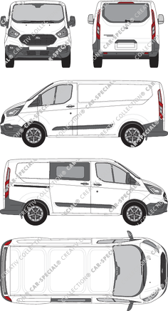 Ford Transit Custom, furgón, L1H1, Heck verglast, rechts teilverglast, Rear Flap, 1 Sliding Door (2018)