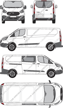 Ford Transit Custom, van/transporter, L2H1, Heck verglast, rechts teilverglast, Rear Wing Doors, 1 Sliding Door (2018)