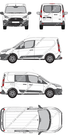 Ford Transit Connect, furgone, L1, Heck verglast, rechts teilverglast, Rear Wing Doors, 1 Sliding Door (2018)