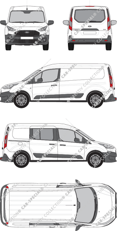 Ford Transit Connect, Kastenwagen, L2, Heck verglast, rechts teilverglast, Rear Flap, 1 Sliding Door (2018)