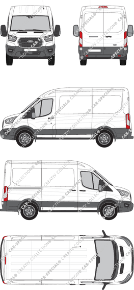 Ford Transit, van/transporter, L2H2, Rear Wing Doors, 1 Sliding Door (2019)