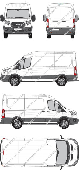 Ford Transit, furgón, L2H2, Rear Wing Doors, 1 Sliding Door (2019)