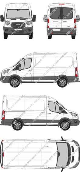 Ford Transit, Kastenwagen, L2H2, Heck verglast, Rear Wing Doors, 1 Sliding Door (2019)